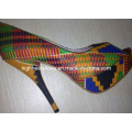 Sandálias de salto alto de tecido impresso / africano impresso de cera (Hs01-003)